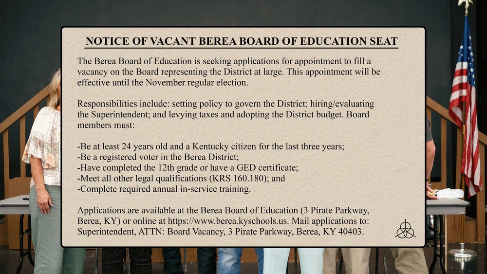 Notice of Vacant Berea Board of Education Seat