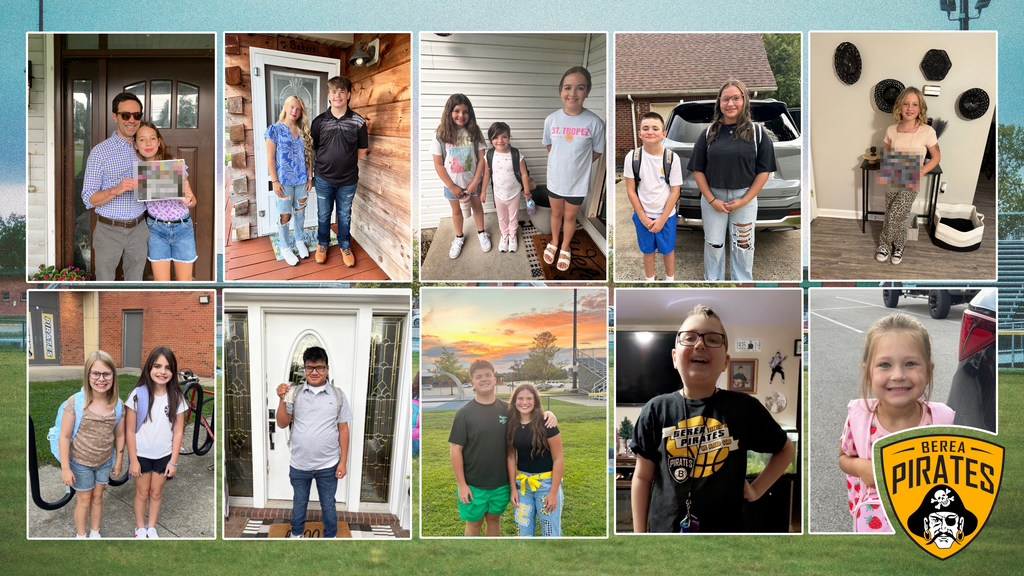 Collage of photos of students on their first day back to school.