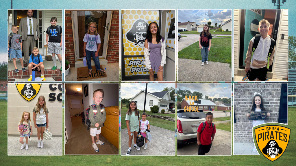 Collage of photos of students on their first day back to school.