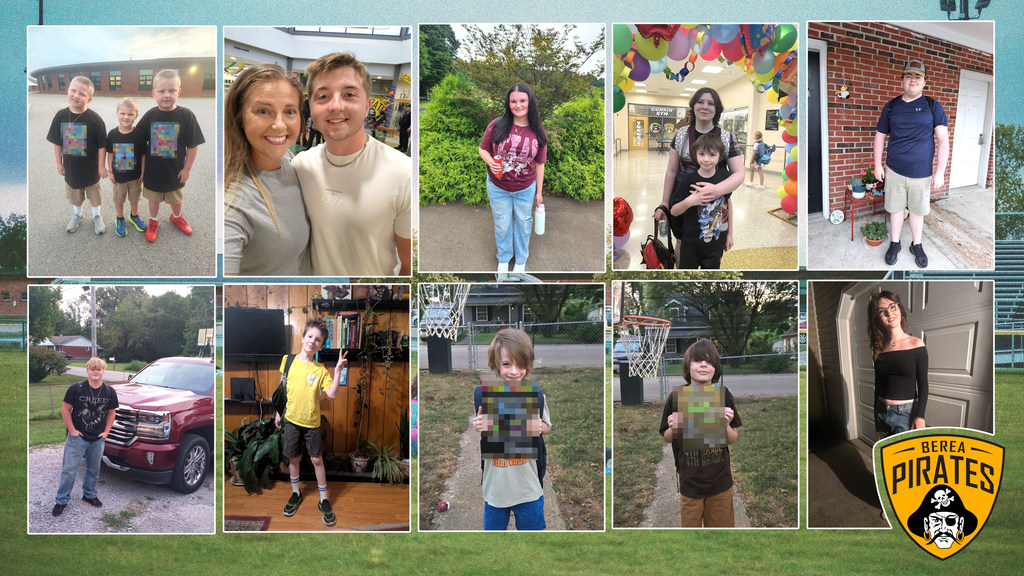 Collage of photos of students on their first day back to school.
