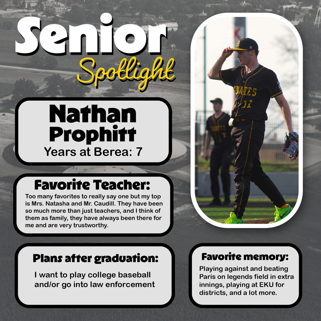 Graphic highlighting a senior spotlight.