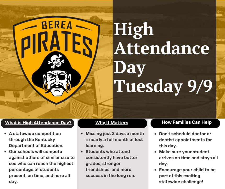 Graphic displaying information about the upcoming high attendance day