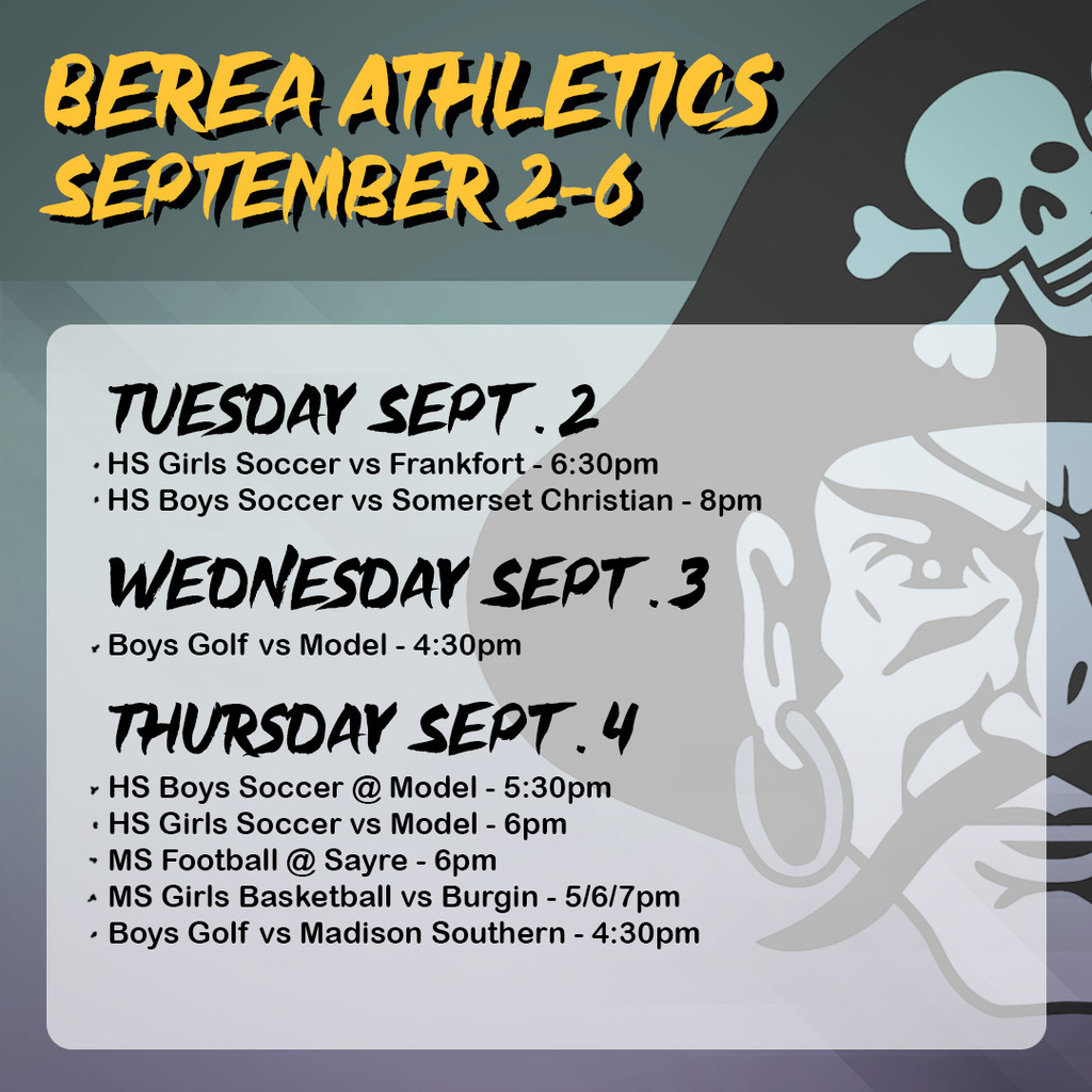 Graphic with info about this week's athletics schedule