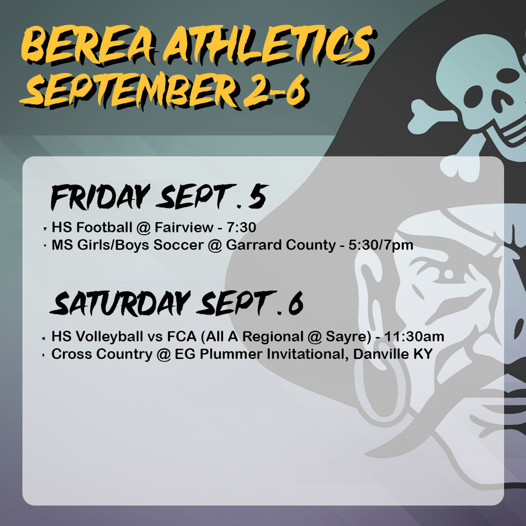 Graphic with info about this week's athletics schedule