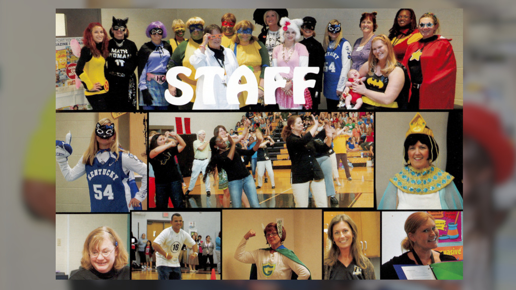 Staff dressed in various costumes