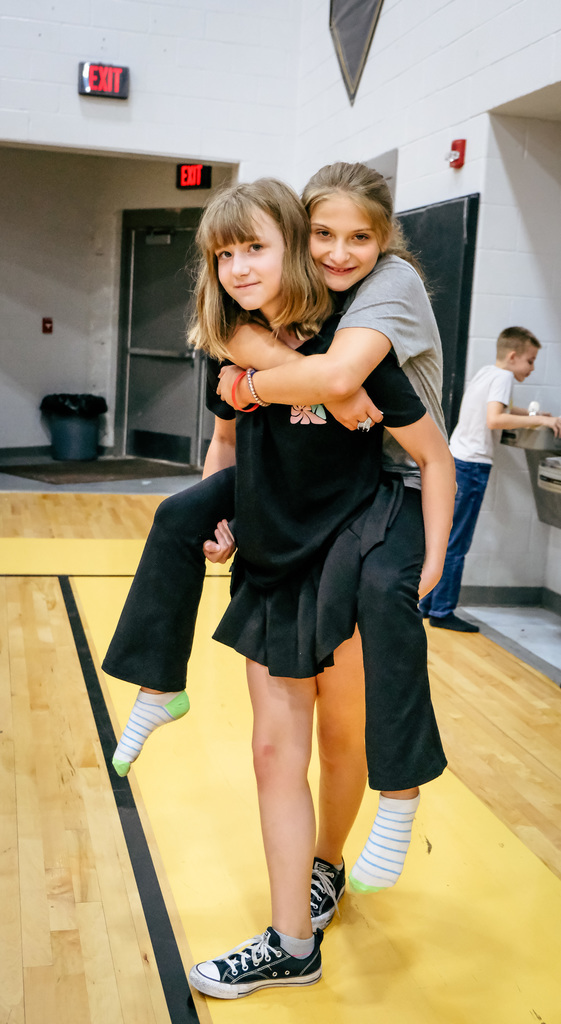 elementary students pose for a photo 