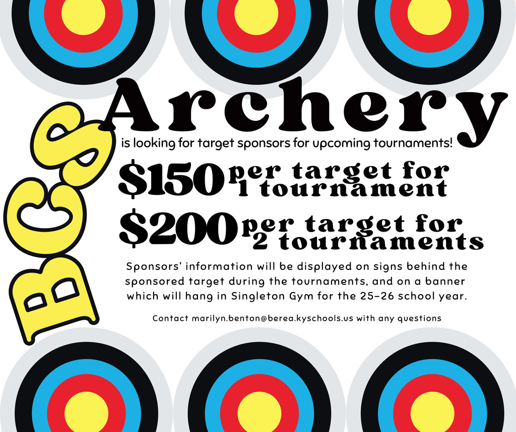 Archery is looking for target sponsors for upcoming tournaments