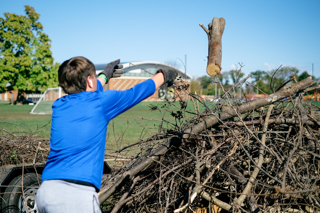 Students Building Bonfire