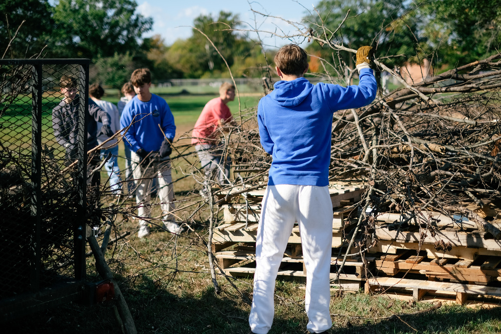 Students Building Bonfire