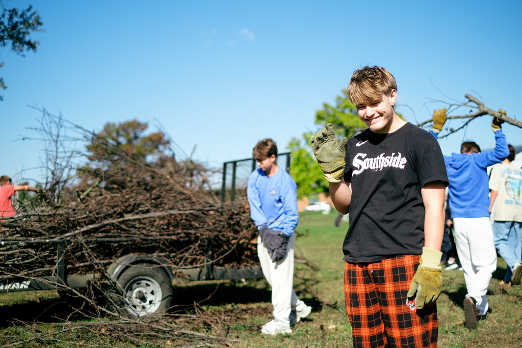 Students Building Bonfire