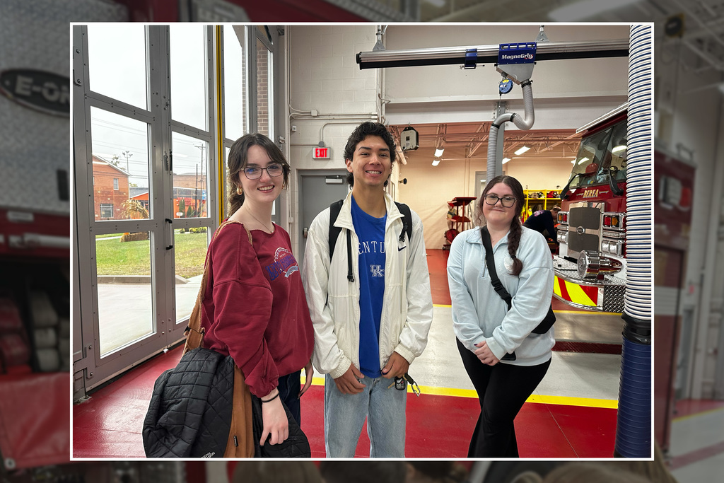3rd-5th grade students delivering hand made cards to first responders at the Berea Fire Station