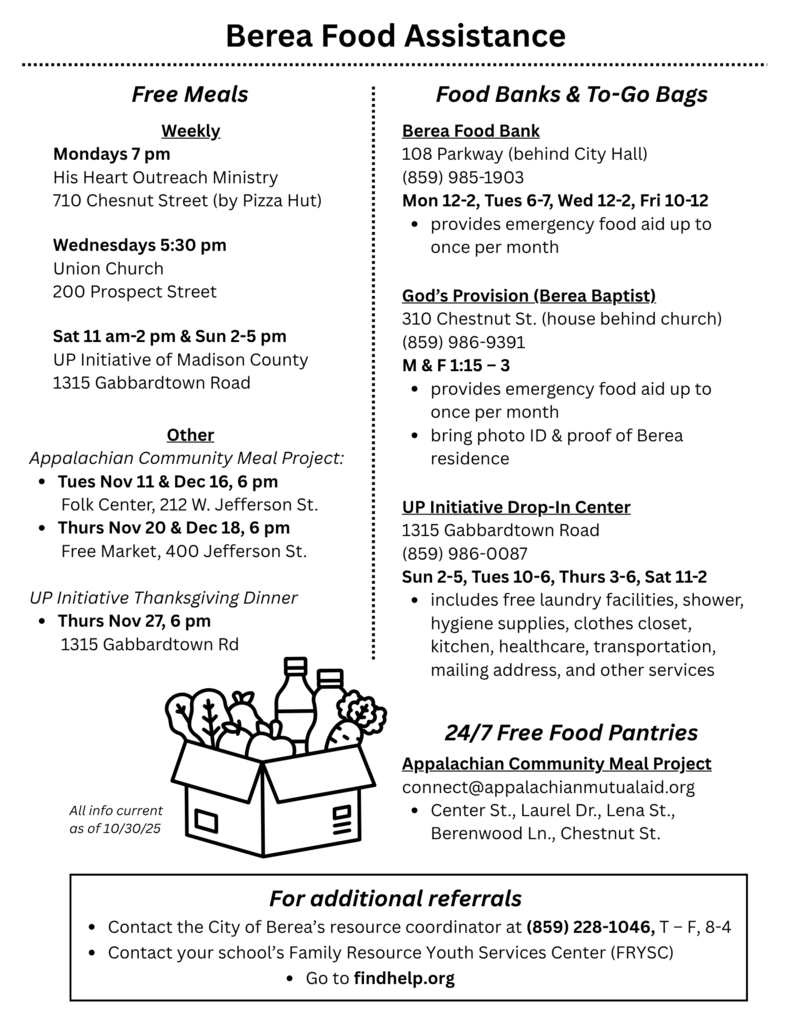 Berea Food Assistance Info