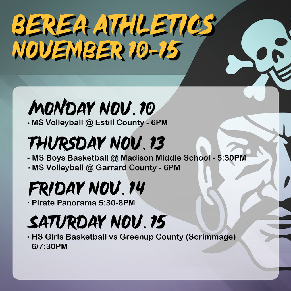 Athletics Schedule for Nov 10-15