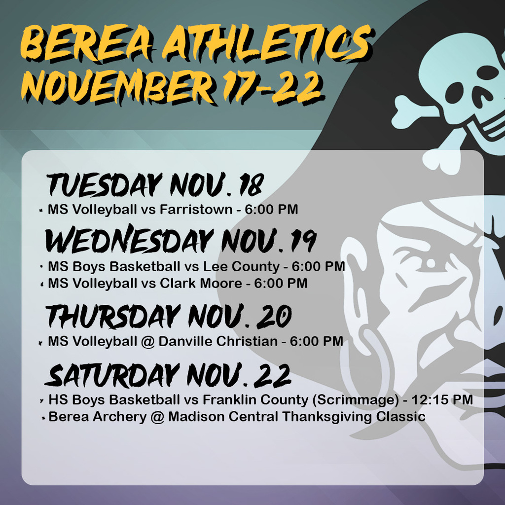 Nov. 17-22 Athletics Schedule
