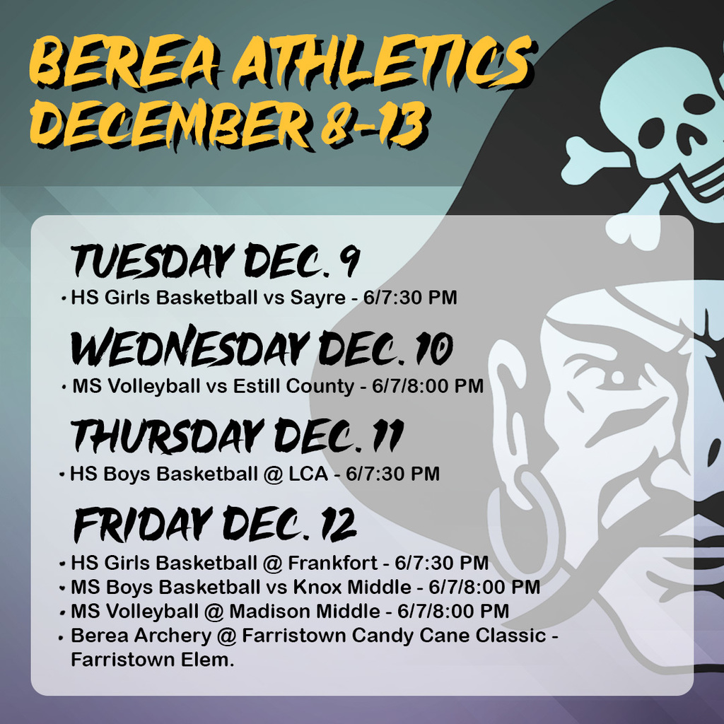 Dec. 8-13 Athletics Schedule