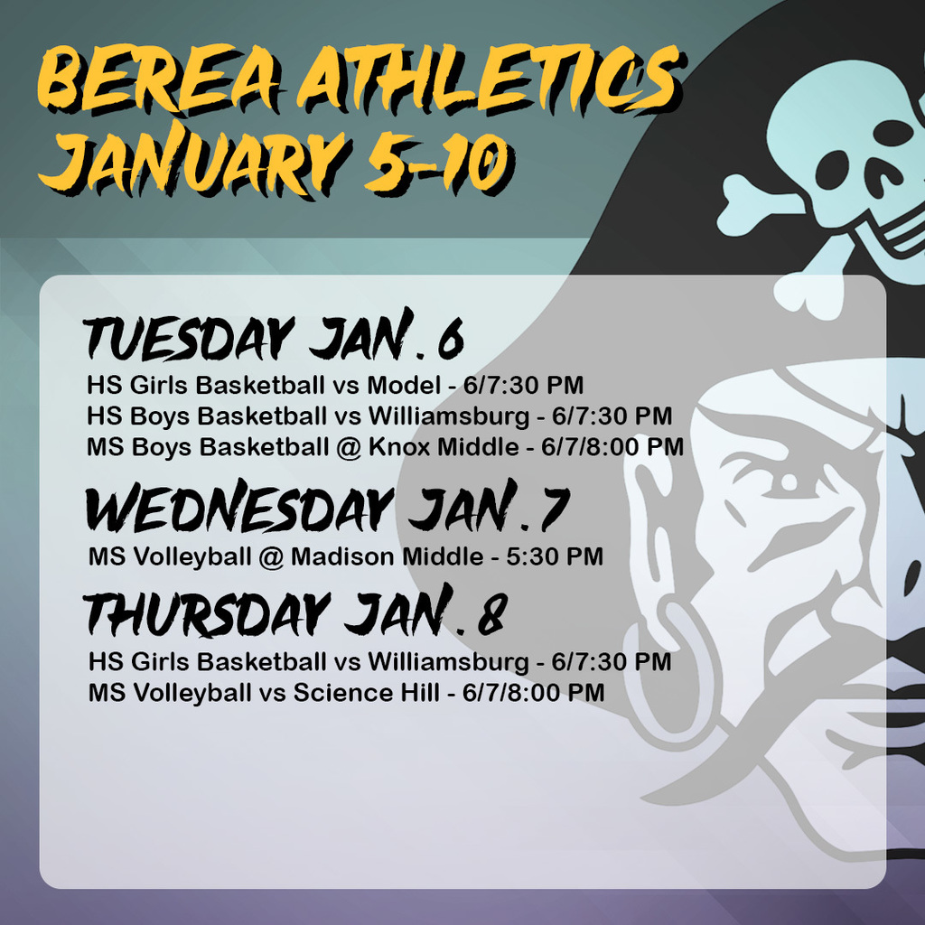 Athletics Schedule Jan. 5-10