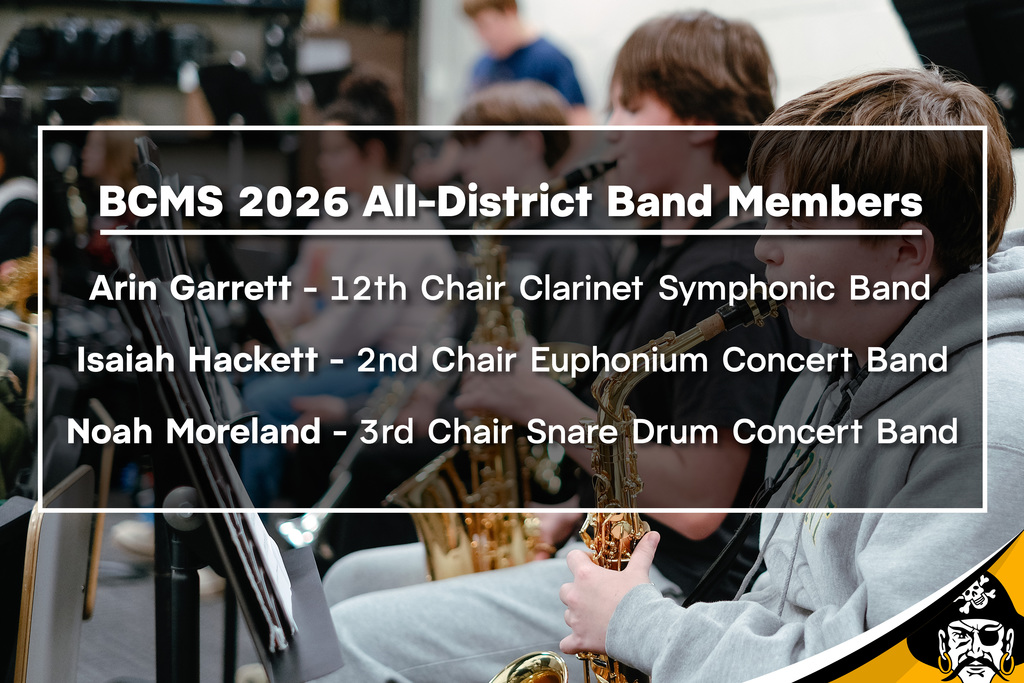 BCMS All-District Band Members Announcement