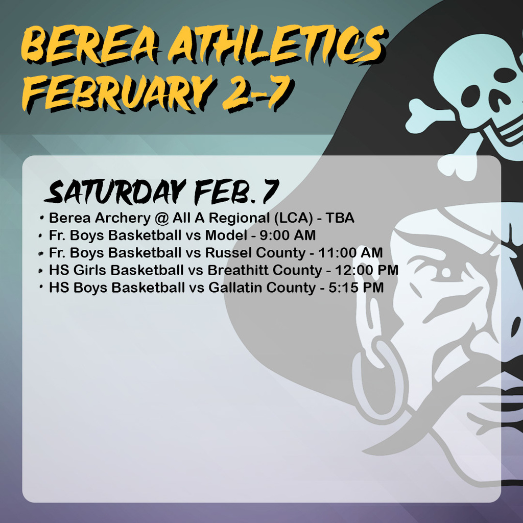 Athletics Schedule Feb. 2-7
