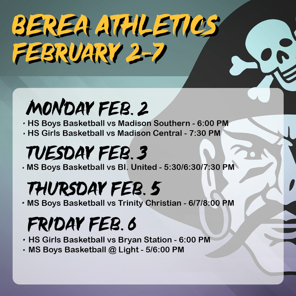 Athletics Schedule Feb. 2-7