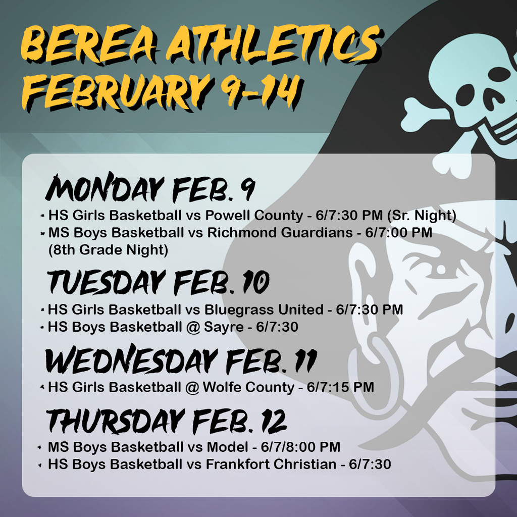 Athletics Schedule Feb 9-14