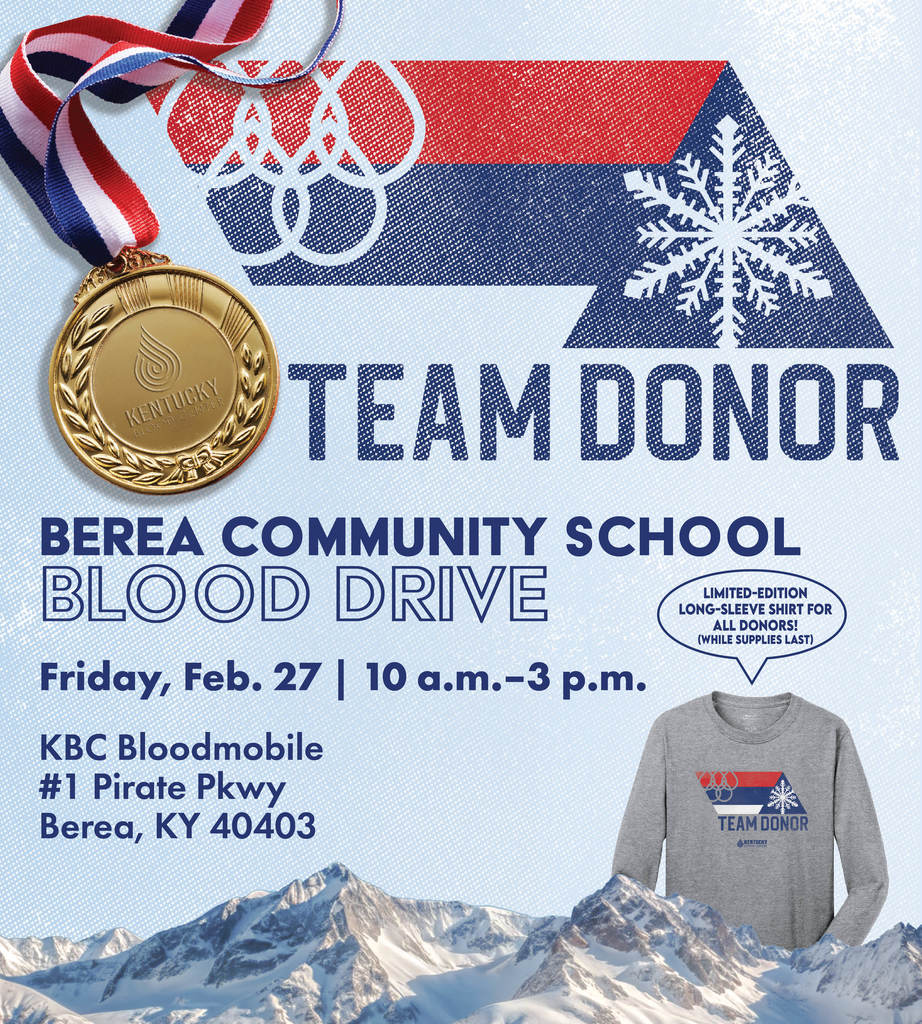 Berea Community School Blood Drive, Friday , Feb. 27