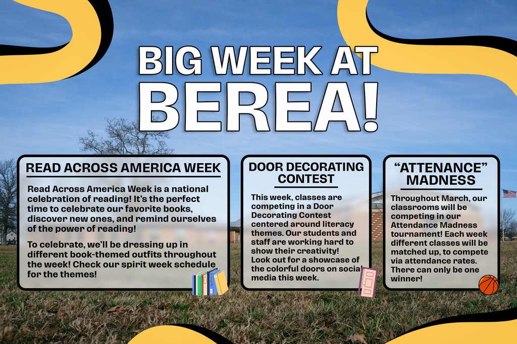 Big Week at Berea! Read Across America Week, Door Decorating Contest, and Attendance Madness!