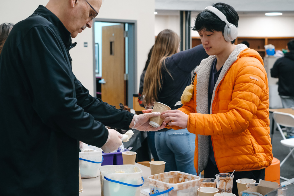 Juniors Enjoy Ice Cream Reward for State SAT School Day Exam
