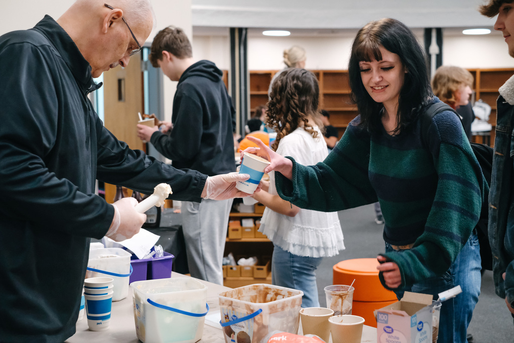 Juniors Enjoy Ice Cream Reward for State SAT School Day Exam