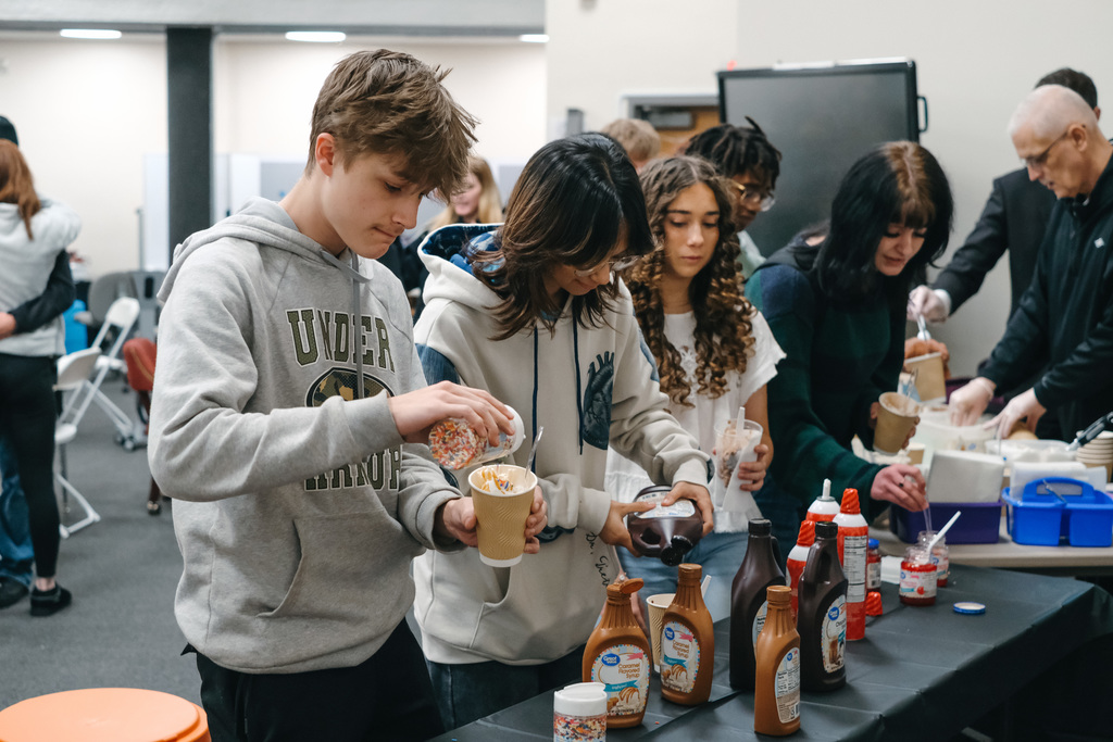 Juniors Enjoy Ice Cream Reward for State SAT School Day Exam