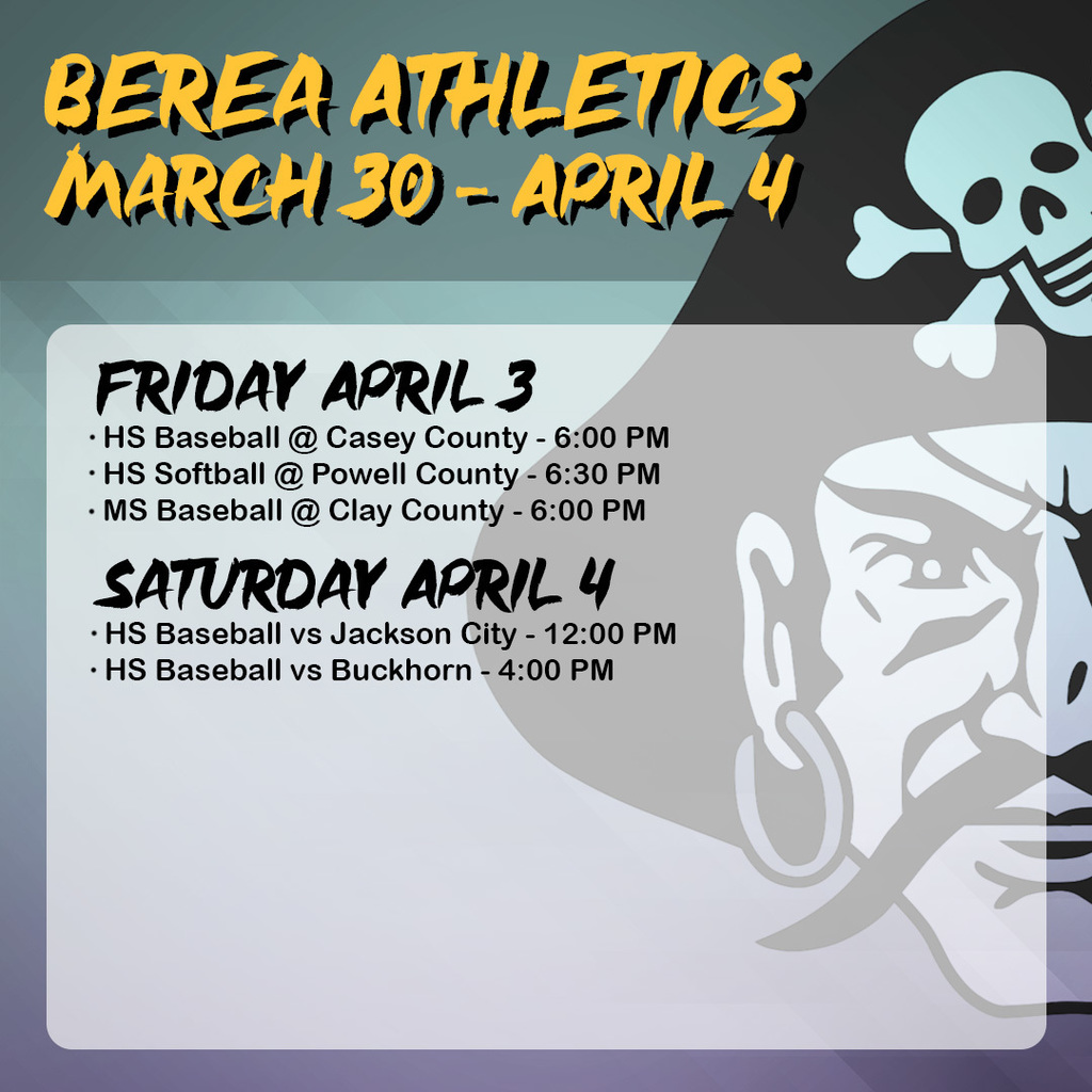 Berea Athletics March 30 - April 4
