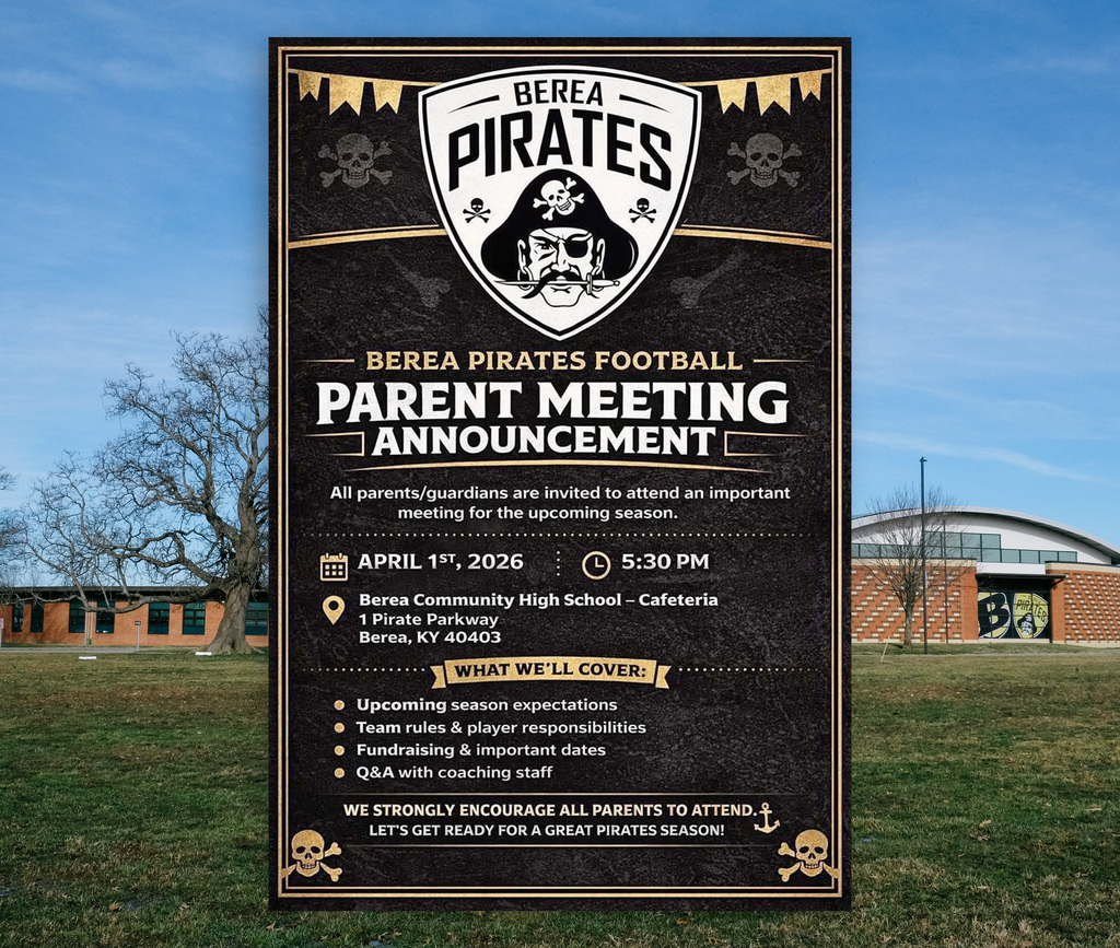 Berea Pirates Football Parent Meeting Announcement