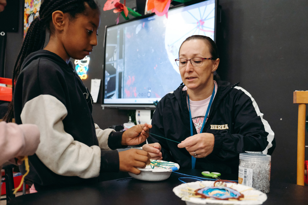 3rd Grade Yarn Weaving on Bowl Loom