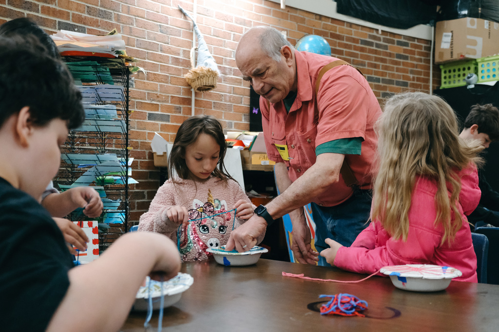 3rd Grade Yarn Weaving on Bowl Loom