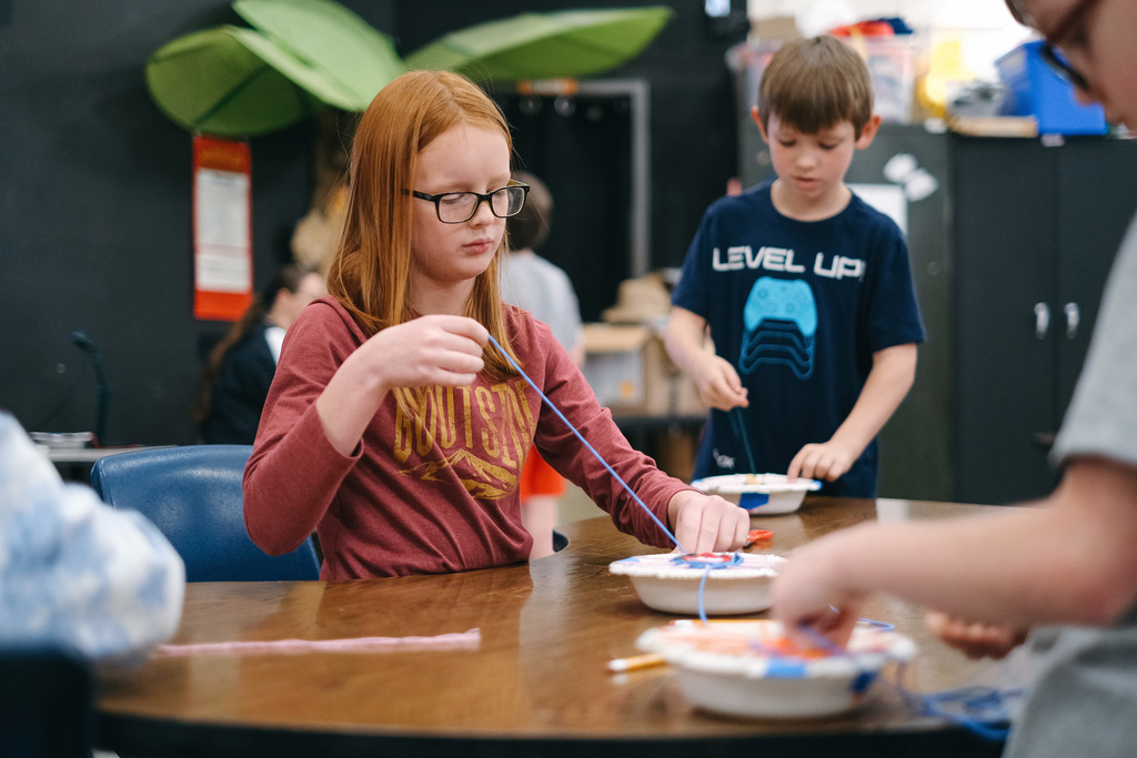 3rd Grade Yarn Weaving on Bowl Loom