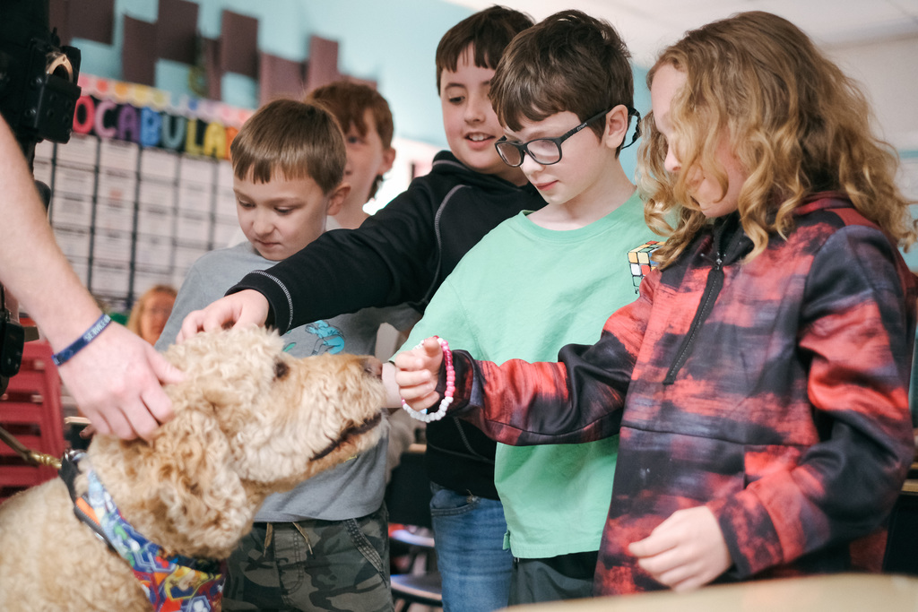 Officer Michael Rothermel and K9 Buddy visit Ms. Fraley's Classroom