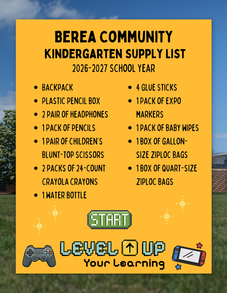 BCES Kindergarten Supply List