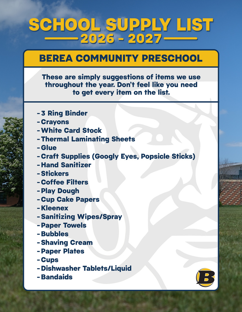 Preschool Supply List