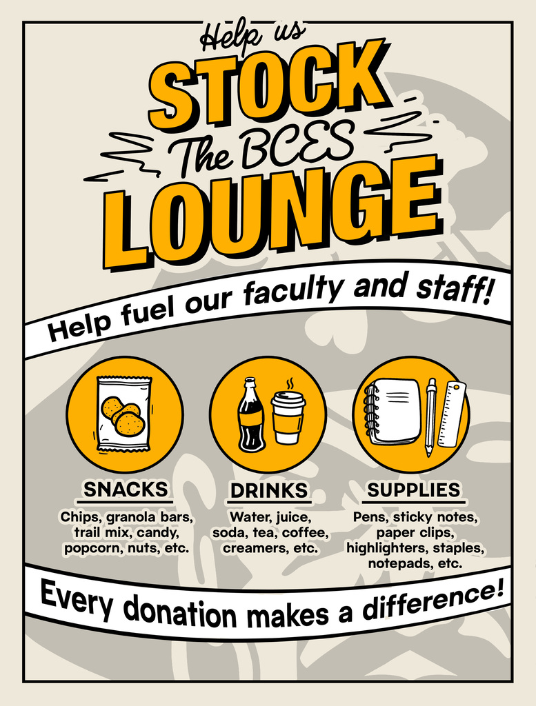 Help us Stock the BCES Lounge!