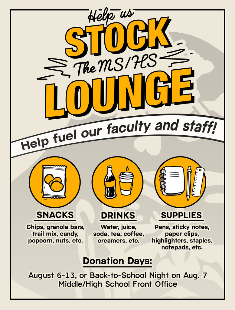 Stock the MS HS Teachers' Lounge