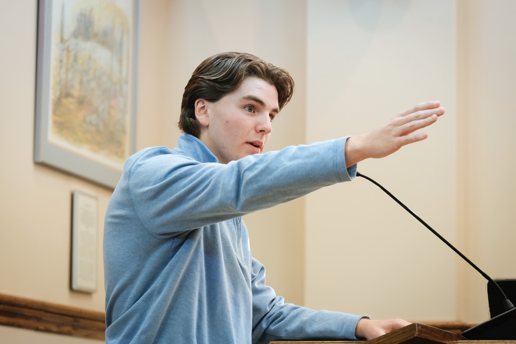 Senior Jackson Schill Gives Presentation at City Council Meeting