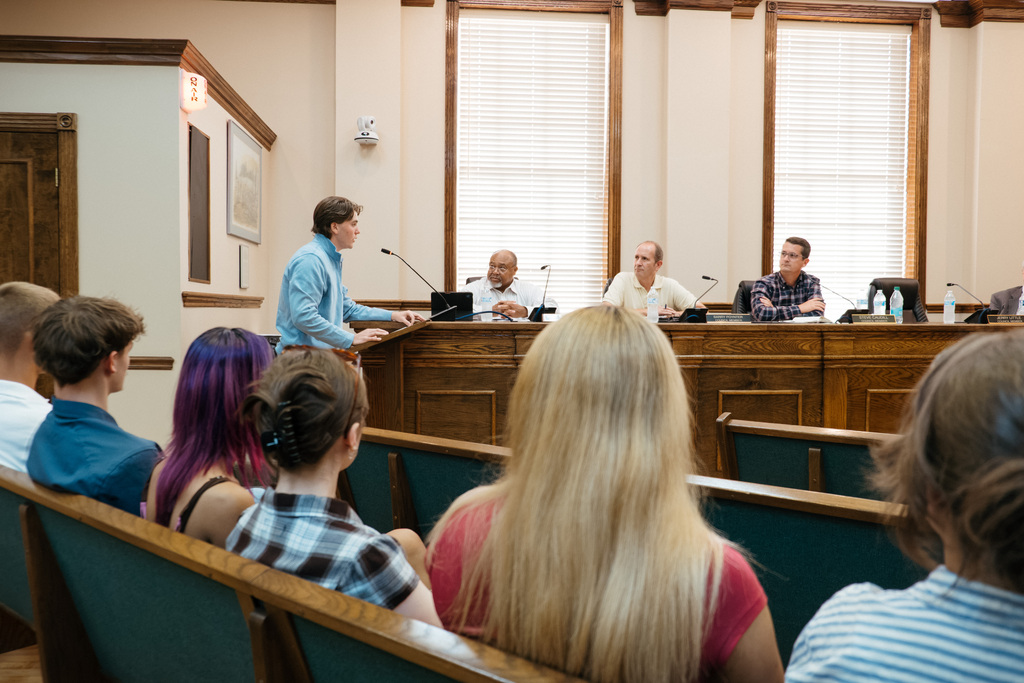 Senior Jackson Schill Gives Presentation at City Council Meeting