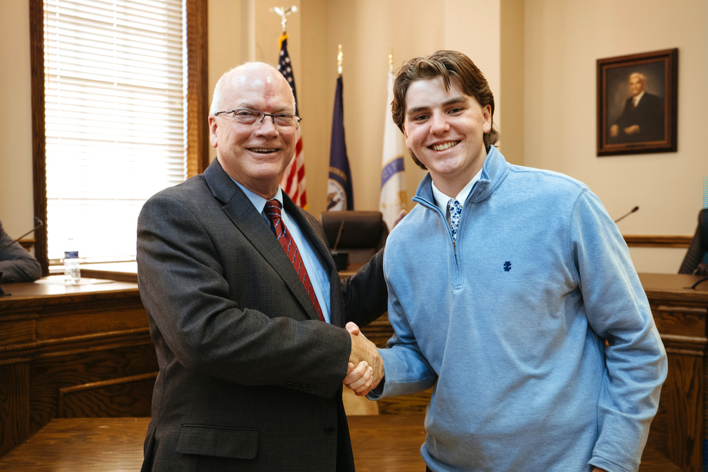 Senior Jackson Schill Gives Presentation at City Council Meeting