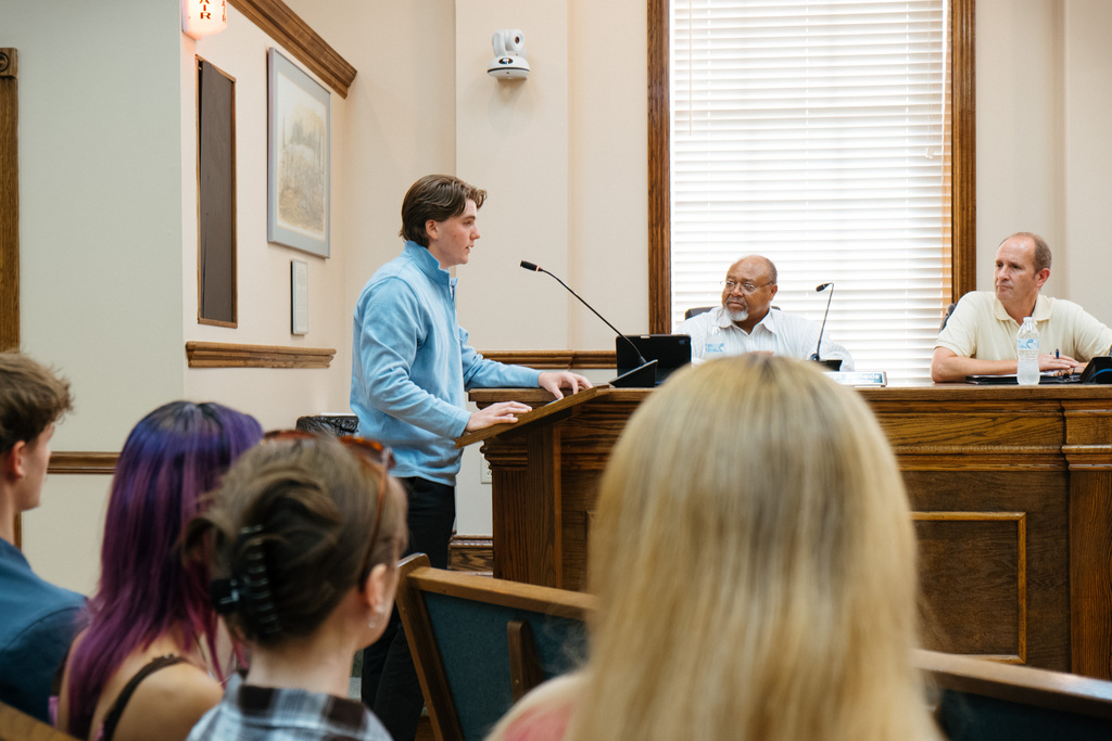Senior Jackson Schill Gives Presentation at City Council Meeting