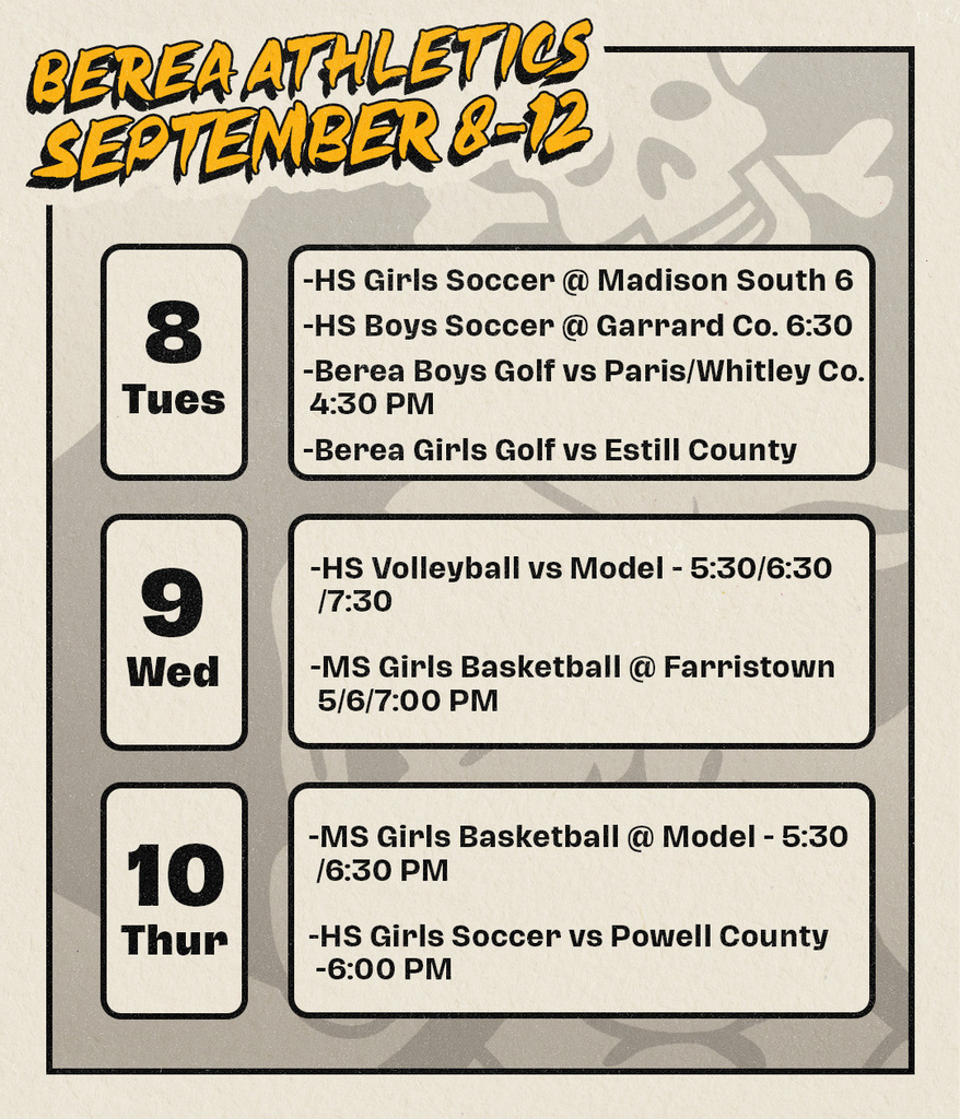 Athletics Schedule September 8-12