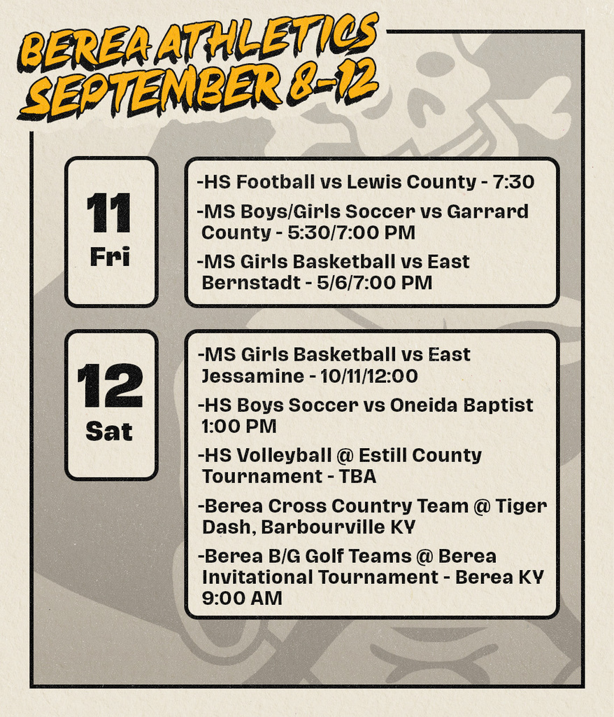 Athletics Schedule September 8-12