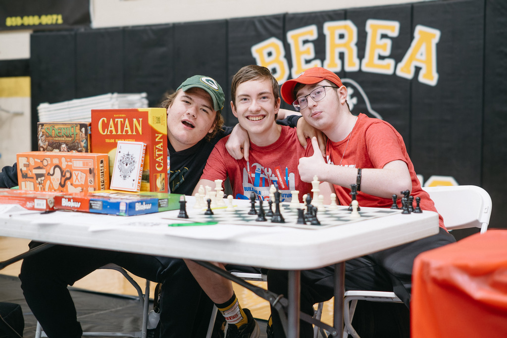 Students set up at booths for this year's club rush
