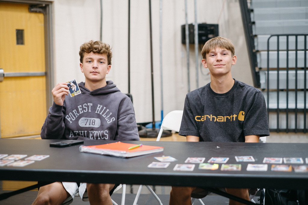 Students set up at booths for this year's club rush