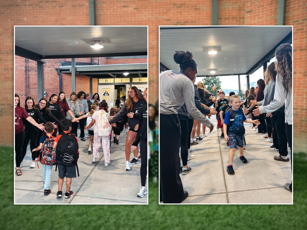 EKU students greet elementary Pirates on High Attendance Day