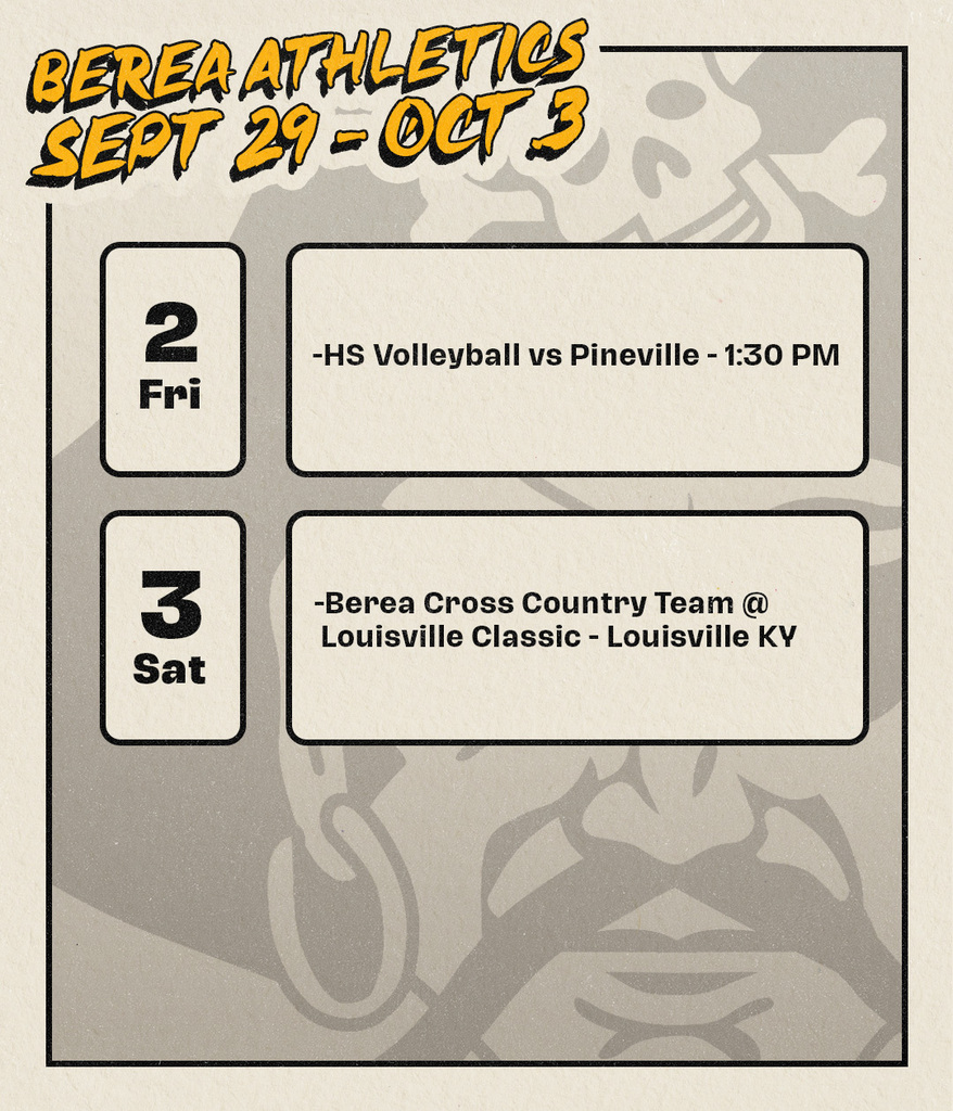 Athletics Schedule Sept. 29 - Oct. 3