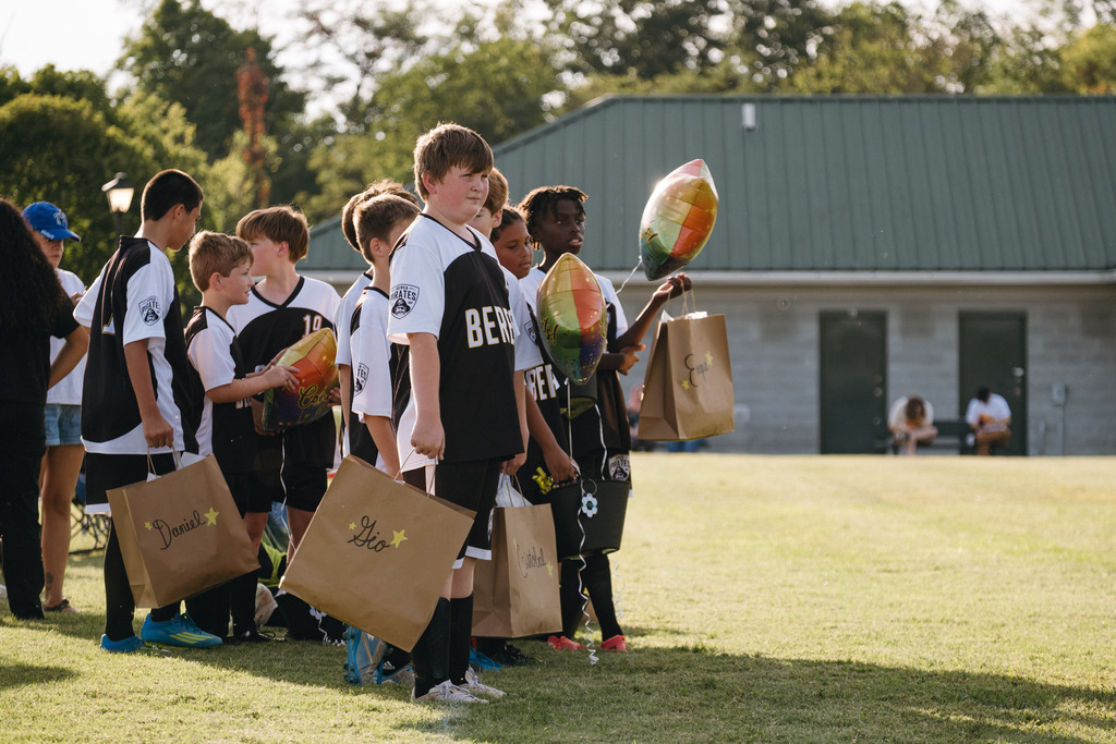 Photo of Middle School Boys Soccer Team at their 8th Grade Night.